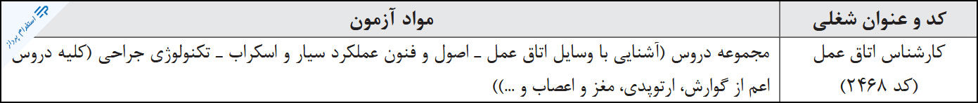 منابع آزمون استخدامی اتاق عمل عنوان کارشناس / تامین اجتماعی 1399